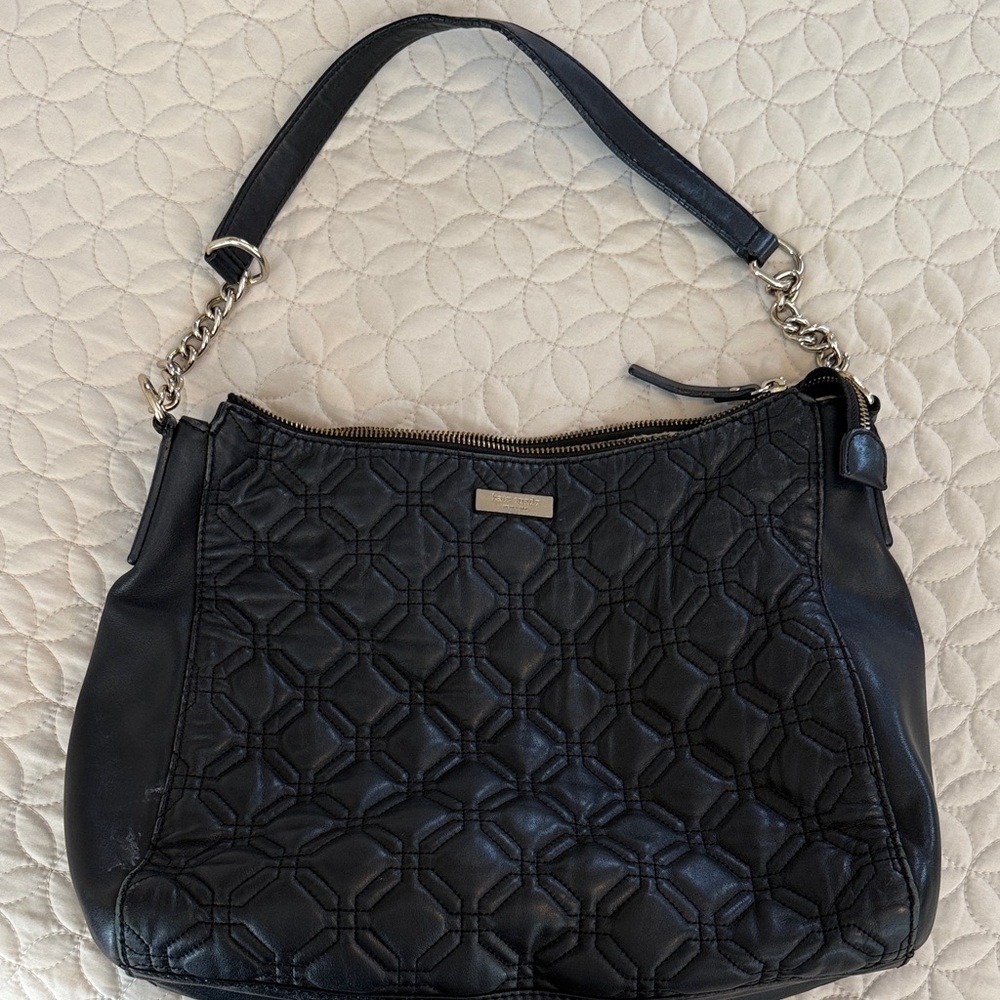 Quilted Black Leather Kate Spade Shoulder Bag